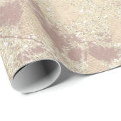 Papier Cadeau Élégant motif rose d'or de Noël (Coin rond)