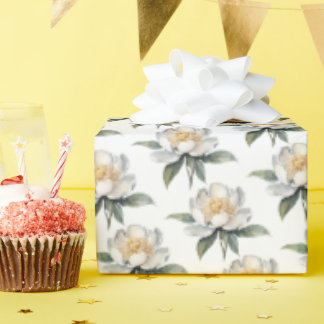 Papier Cadeau Élégant motif sans couture de pivoine blanche et d