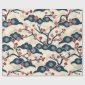 Papier Cadeau Élégant Motif sans couture en fleur de cerisier (2 (Plat)