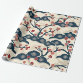 Papier Cadeau Élégant Motif sans couture en fleur de cerisier (2 (Déroulé)