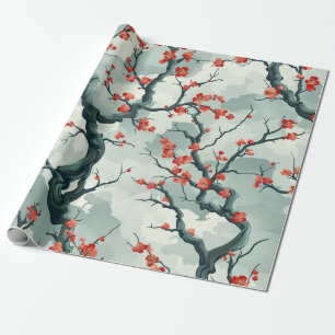 Papier Cadeau Élégant Motif sans couture en fleur de cerisier (7