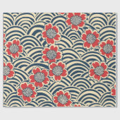 Papier Cadeau Élégant Motif sans couture en fleur de cerisier (8 (Plat)