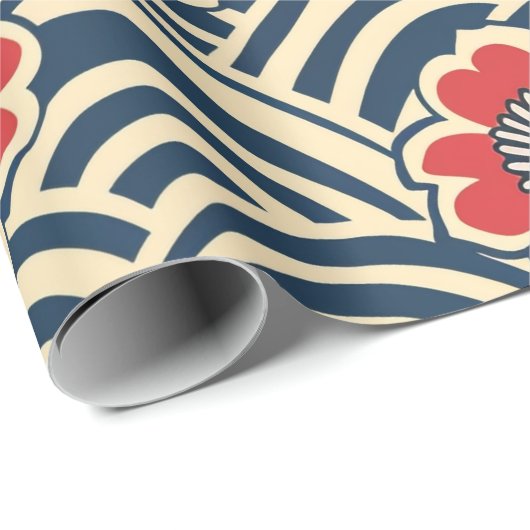 Papier Cadeau Élégant Motif sans couture en fleur de cerisier (8 (Coin rond)