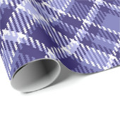 Papier Cadeau Élégant Motif Tartan écossais Bleu Et Blanc (Coin rond)