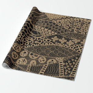 Papier Cadeau Élégant Motif tribal Abstrait géométrique Brown