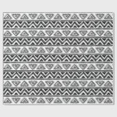 Papier Cadeau Élégant Motif tribal noir et blanc (Plat)