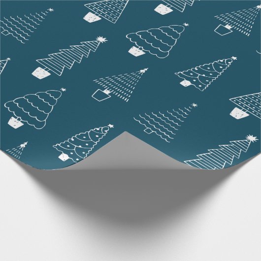 Papier Cadeau Élégant motif Turquoise Blue Christmas Pine Tree (Coin)