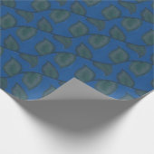 Papier Cadeau Élégant Motif vert feuillu sans joint sur bleu pro (Coin)