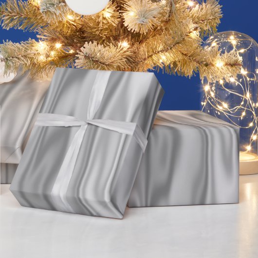 Papier Cadeau Élégant Noël Argent Faux Satin Graphique (Vacances)