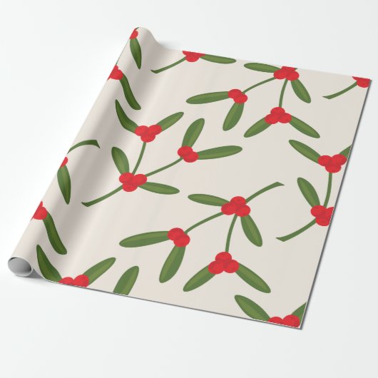 Papier Cadeau Élégant Noël Berries d'hiver (Déroulé)