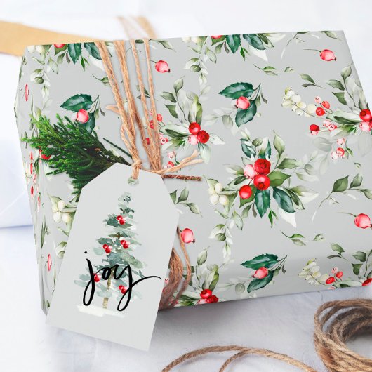 Papier Cadeau Elégant Noël Berry de vacances