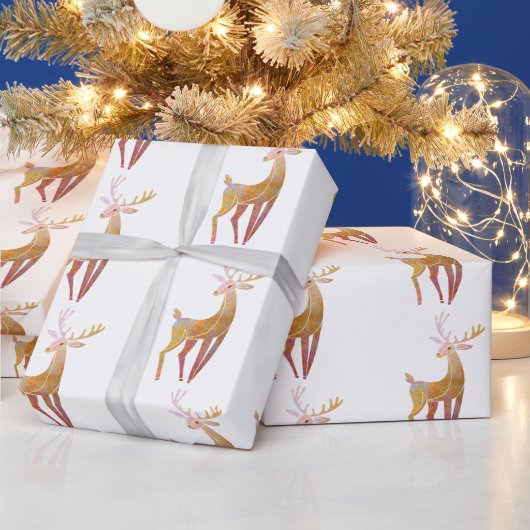 Papier Cadeau Élégant Noël de cerfs d'or (Vacances)