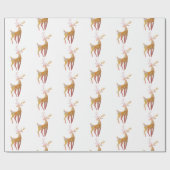 Papier Cadeau Élégant Noël de cerfs d'or (Plat)