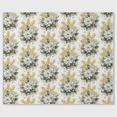 Papier Cadeau Élégant Noël de Poinsettia Blanche (Plat)