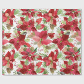 Papier Cadeau Élégant Noël de vacances Poinsettia Pine Cône (Plat)
