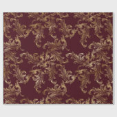 Papier Cadeau Élégant Noël des Fêtes de Brocade Rouge (Plat)