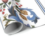Papier Cadeau Élégant Noël Holiday William Morris Inspiré (Coin rond)