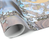 Papier Cadeau Élégant Noël rose Père Noël chic (Coin rond)