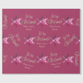 Papier Cadeau Élégant Noël rose rouge rose moderne (Plat)