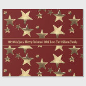 Papier Cadeau Élégant Noël rouge et or étoiles Motif (Plat)