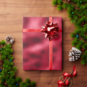 Papier Cadeau Élégant Noël Rouge Metallic