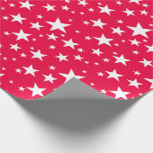 Papier Cadeau Élégant Noël Rouge Modèle Étoiles Blanches (Coin)