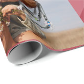 Papier Cadeau Élégant Noël Stripes Photo Collage Vacances (Coin rond)