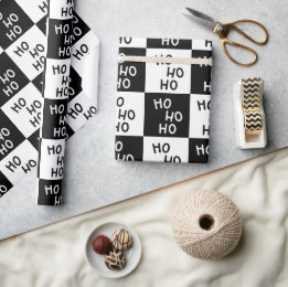 Papier Cadeau Élégant Noël typographie moderne noir et blanc