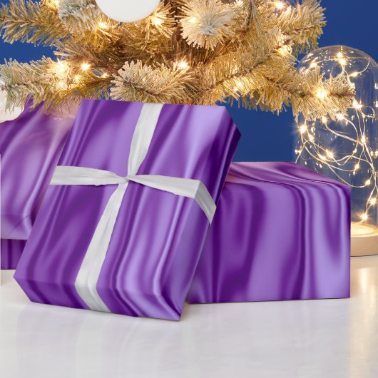 Papier Cadeau Élégant Noël violet Faux satin Graphique (Vacances)