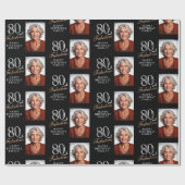Papier Cadeau Elégant noir 80 et fabuleux 80e anniversaire Photo (Plat)