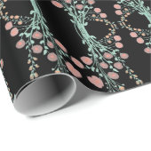 Papier Cadeau Élégant noir avec rose (Coin rond)