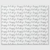 Papier Cadeau Élégant noir blanc chic Lettering Joyeuses vacance (Plat)