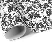 Papier Cadeau Elégant noir & blanc Damask (Coin rond)