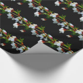 Papier Cadeau Élégant noir blanc fleuri blanc Blossom (Coin)