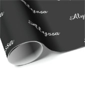 Papier Cadeau Elégant noir blanc nom de script personnalisé Anni (Coin rond)