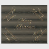 Papier Cadeau Élégant noir Brown Gold Script Joyeux Noël (Plat)