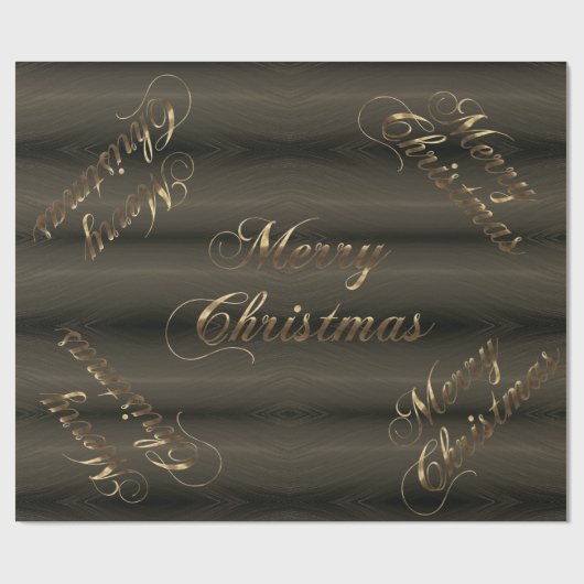 Papier Cadeau Élégant noir Brown Gold Script Joyeux Noël (Plat)