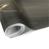 Papier Cadeau Élégant noir Brown Gold Script Joyeux Noël (Coin rond)