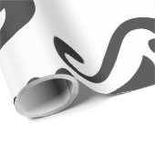 Papier Cadeau Élégant noir et blanc Damas (Coin rond)