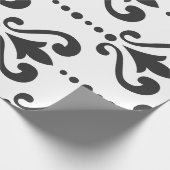 Papier Cadeau Élégant noir et blanc Damas (Coin)