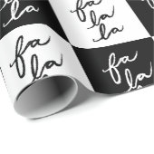 Papier Cadeau Élégant Noir et Blanc moderne Carol de Noël (Coin rond)