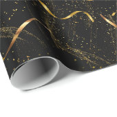 Papier Cadeau Élégant noir et or (Coin rond)