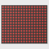 Papier Cadeau Élégant Noir et Rouge Plaid Gold Motif de Noël (Plat)