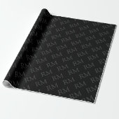 Papier Cadeau Élégant noir gris minimaliste simple Monogammed (Déroulé)