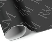 Papier Cadeau Élégant noir gris minimaliste simple Monogammed (Coin rond)