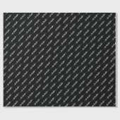 Papier Cadeau Élégant Noir Nom Balise Cursive Script Noël (Plat)