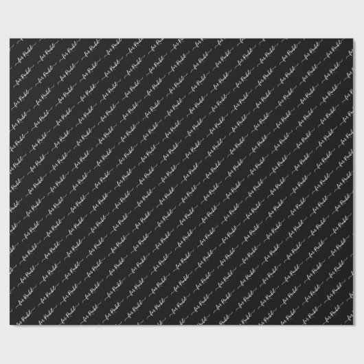 Papier Cadeau Élégant Noir Nom Balise Cursive Script Noël (Plat)