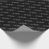 Papier Cadeau Élégant Noir Nom Balise Cursive Script Noël (Coin)