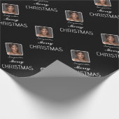 Papier Cadeau Élégant noir Nom du script photo Joyeux Noël (Coin)