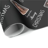 Papier Cadeau Élégant noir Nom du script photo Joyeux Noël (Coin rond)
